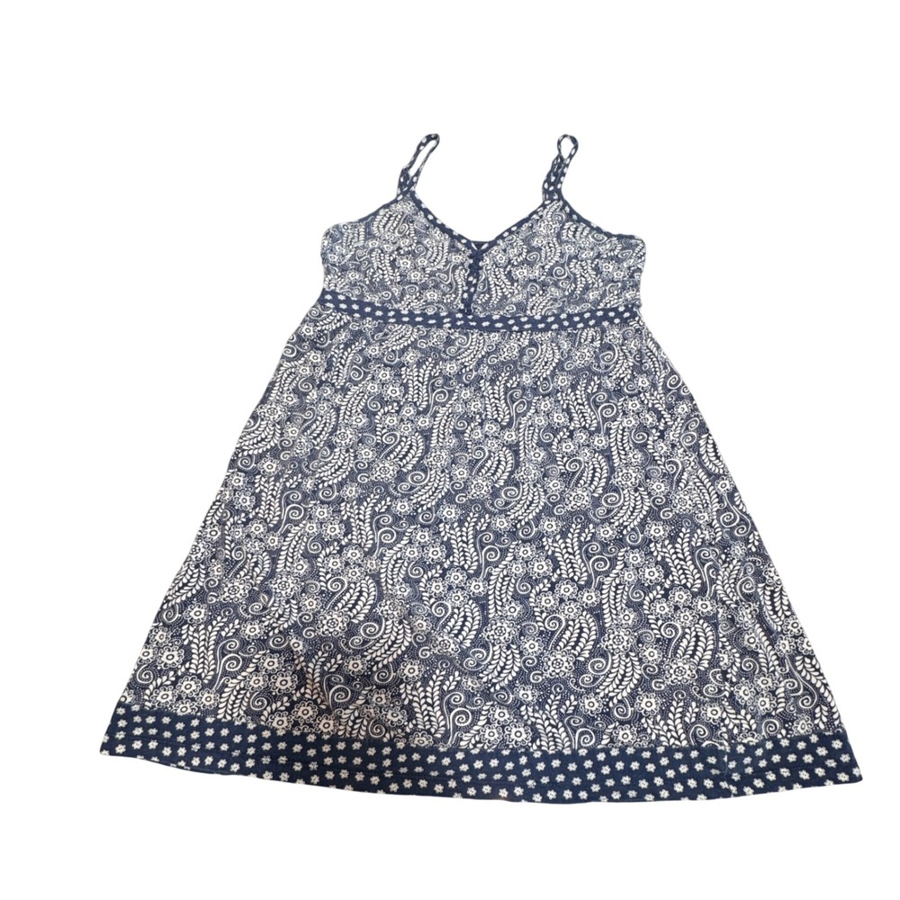 Y2K Faded Glory Blue Paisley Cami Mini Sundress Women XXL 20 Cotton Flowy Boho